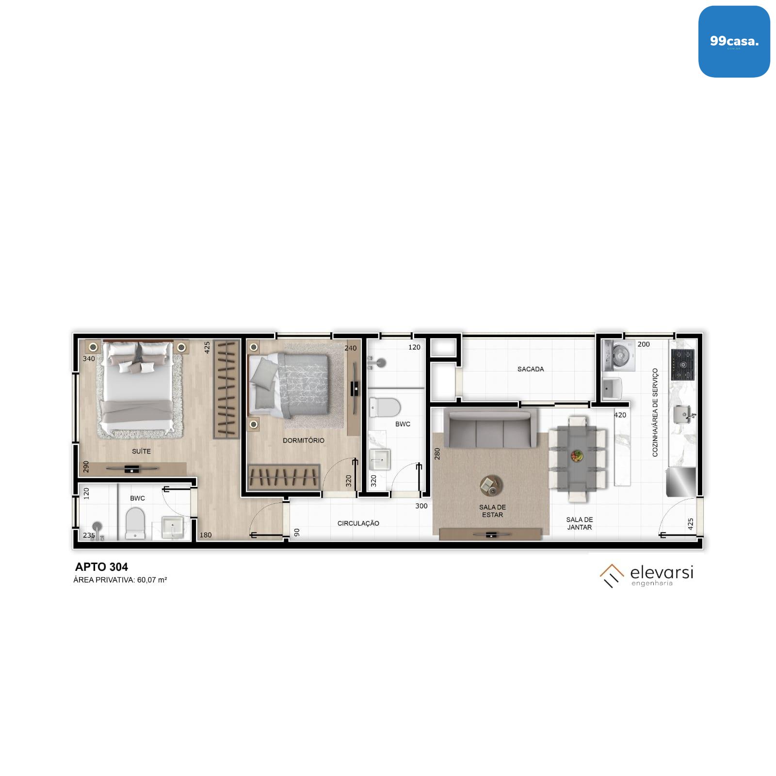 Apartamento novo com 2 quartos, suíte e sacada com churrasquei...