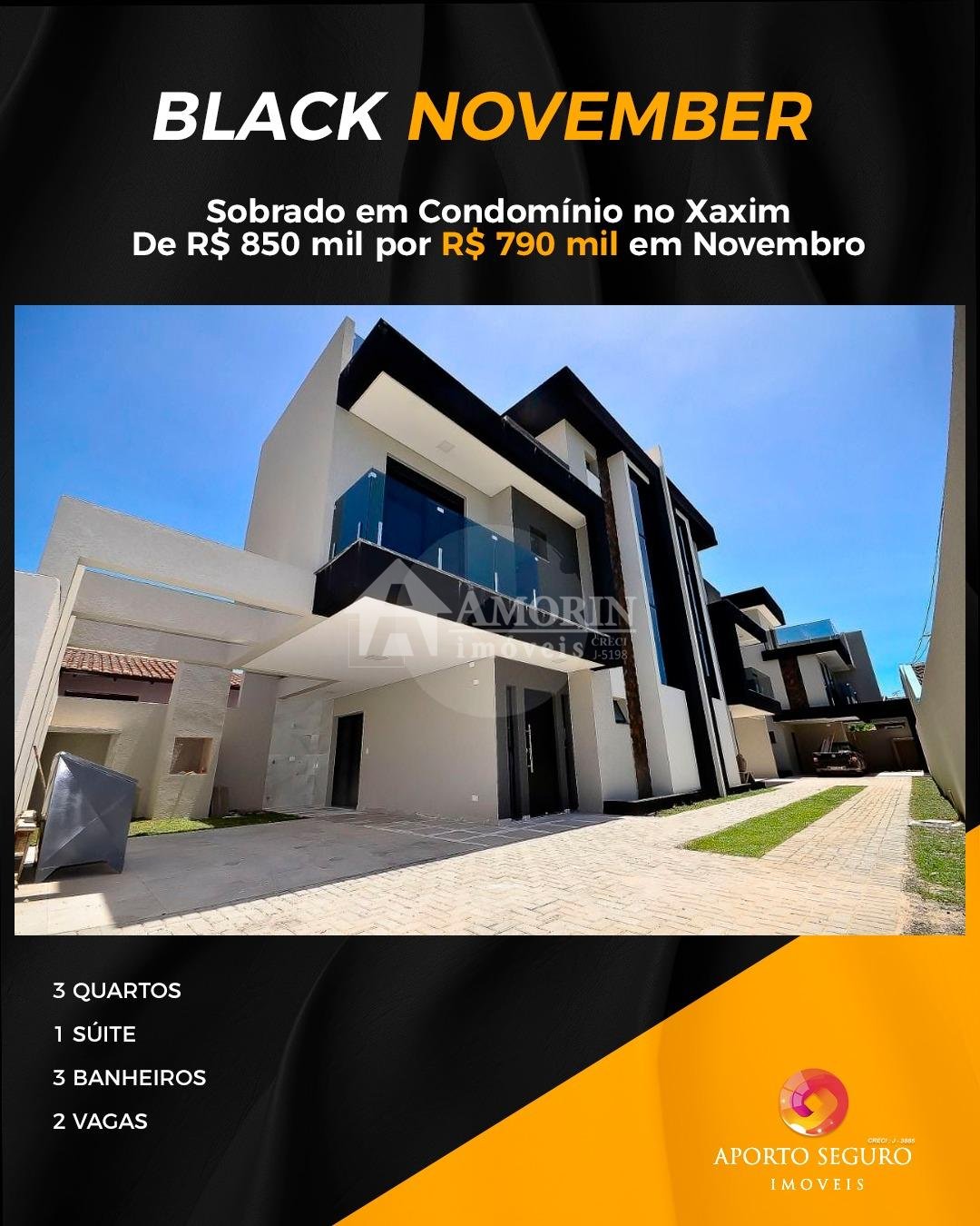 Sobrado em Condomínio no Xaxim  De R  850 mil por R  790 mil ...