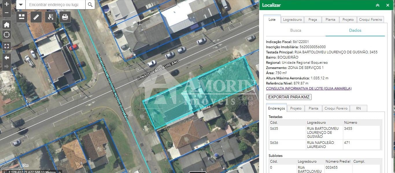 Terreno no Bairro Boqueirão Curitiba PR por R  795.000,00.