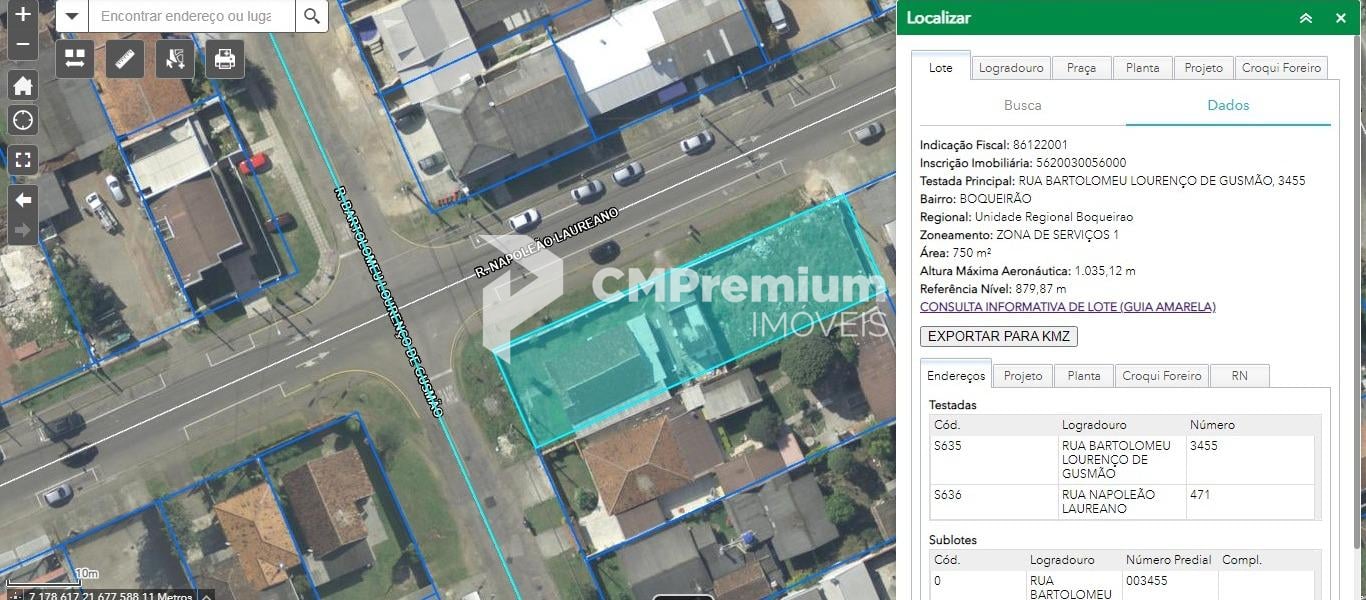Terreno no Bairro Boqueirão Curitiba PR por R  795.000,00.