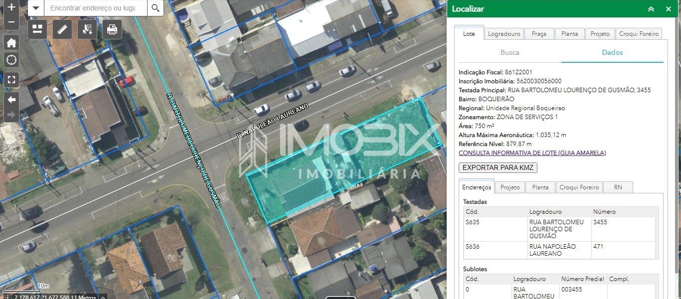 Terreno no Bairro Boqueirão Curitiba PR por R  795.000,00.