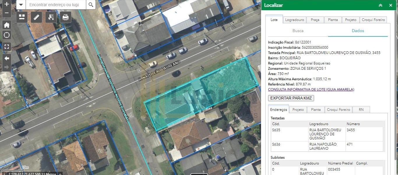 Terreno no Bairro Boqueirão Curitiba PR por R  795.000,00.