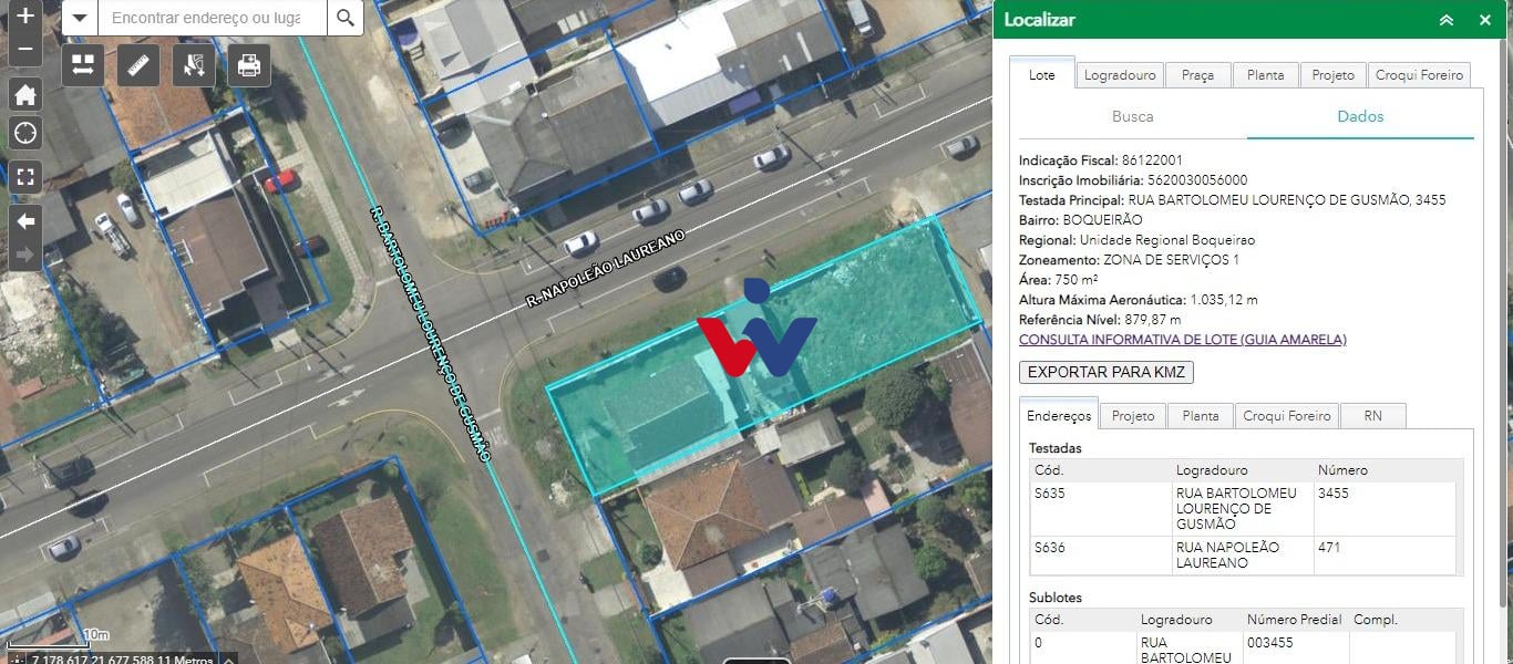 Terreno no Bairro Boqueirão Curitiba PR por R  795.000,00.