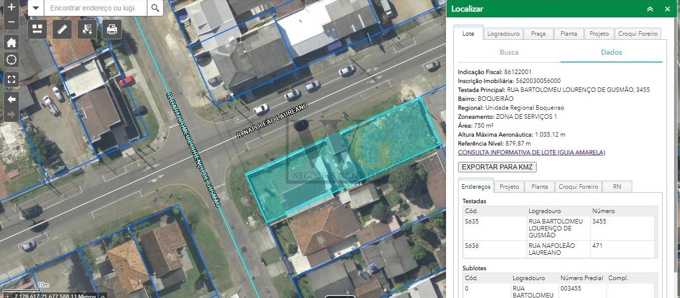 Terreno no Bairro Boqueirão Curitiba PR por R  795.000,00.