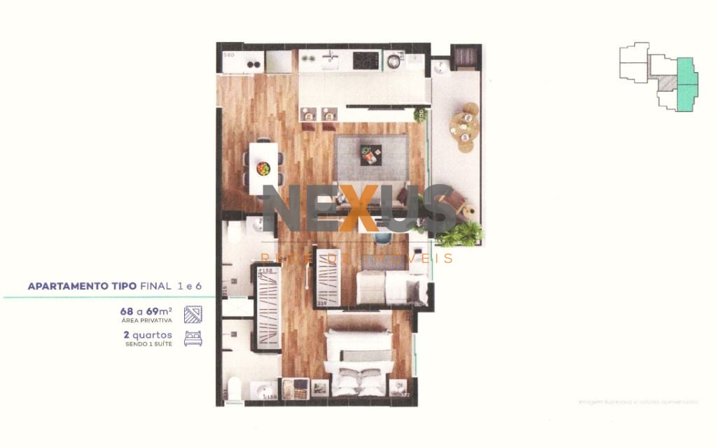 Apartamento 2 dormitórios à venda, 69,24 m  privativos, MERCÊS...