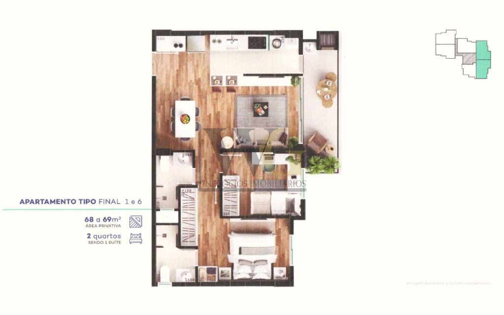 Apartamento 2 dormitórios à venda, 69,24 m  privativos, MERCÊS...
