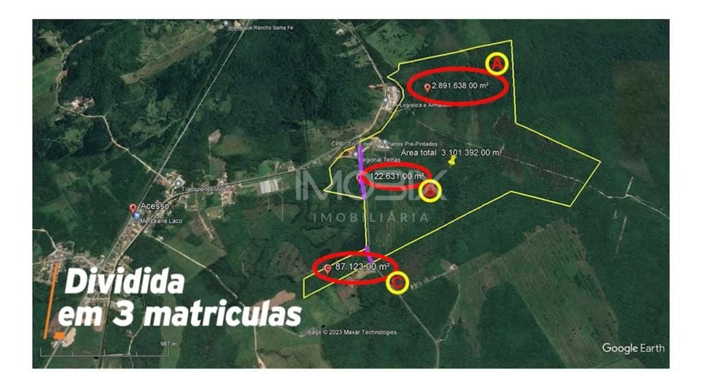 Área à venda, 3101392 m² por R$ 75.000.000,00 - Vila da Glória...