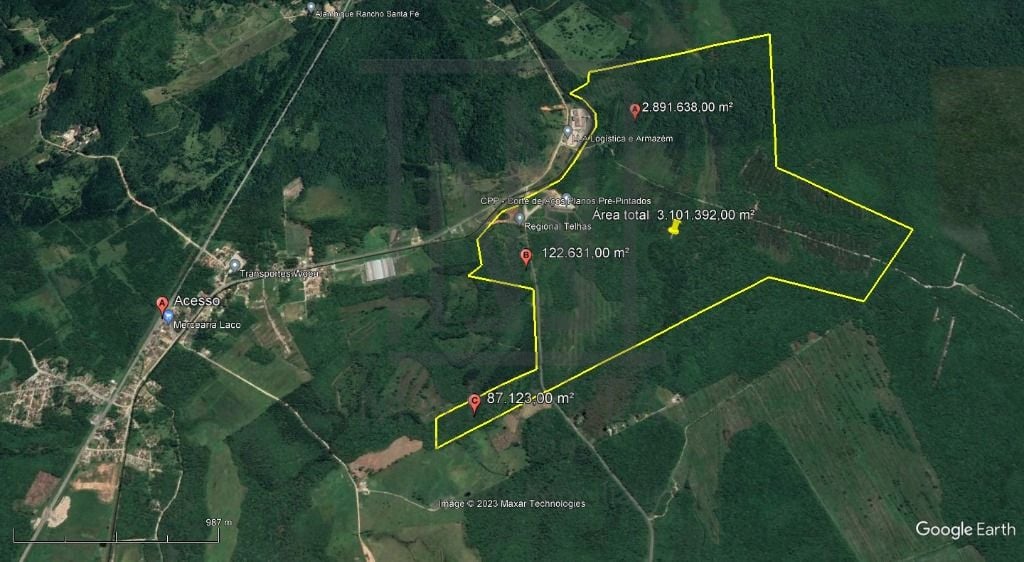 Área à venda, 3101392 m² por R$ 75.000.000,00 - Vila da Glória...