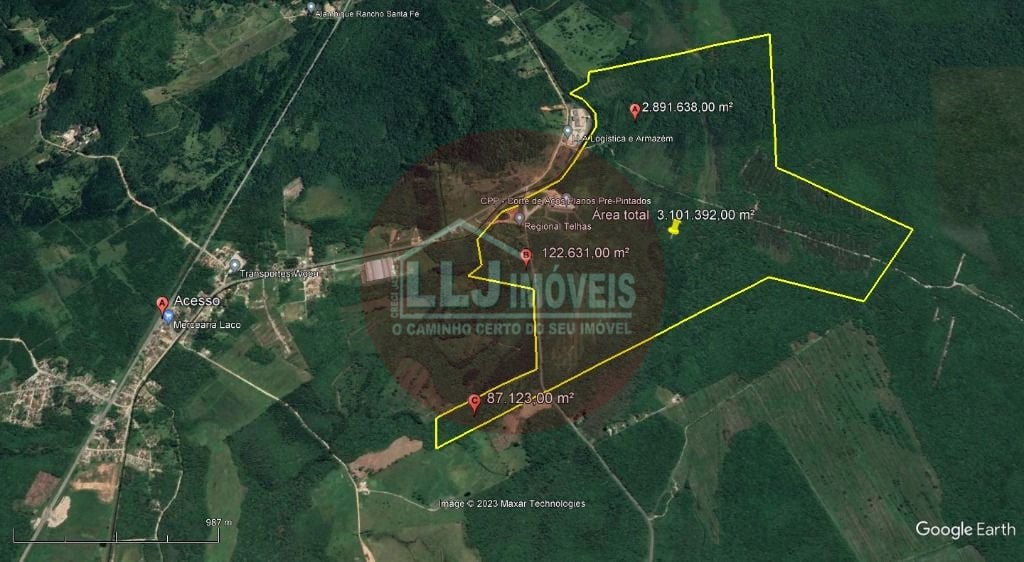 Área à venda, 3101392 m² por R$ 75.000.000,00 - Vila da Glória - São Francisco do