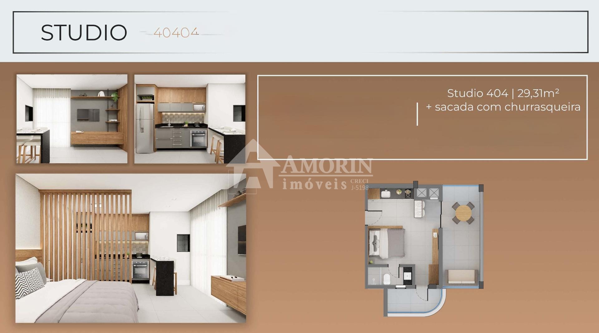 Studio com Sacada no SANTI Mercês com sacada por R  394.900,00...