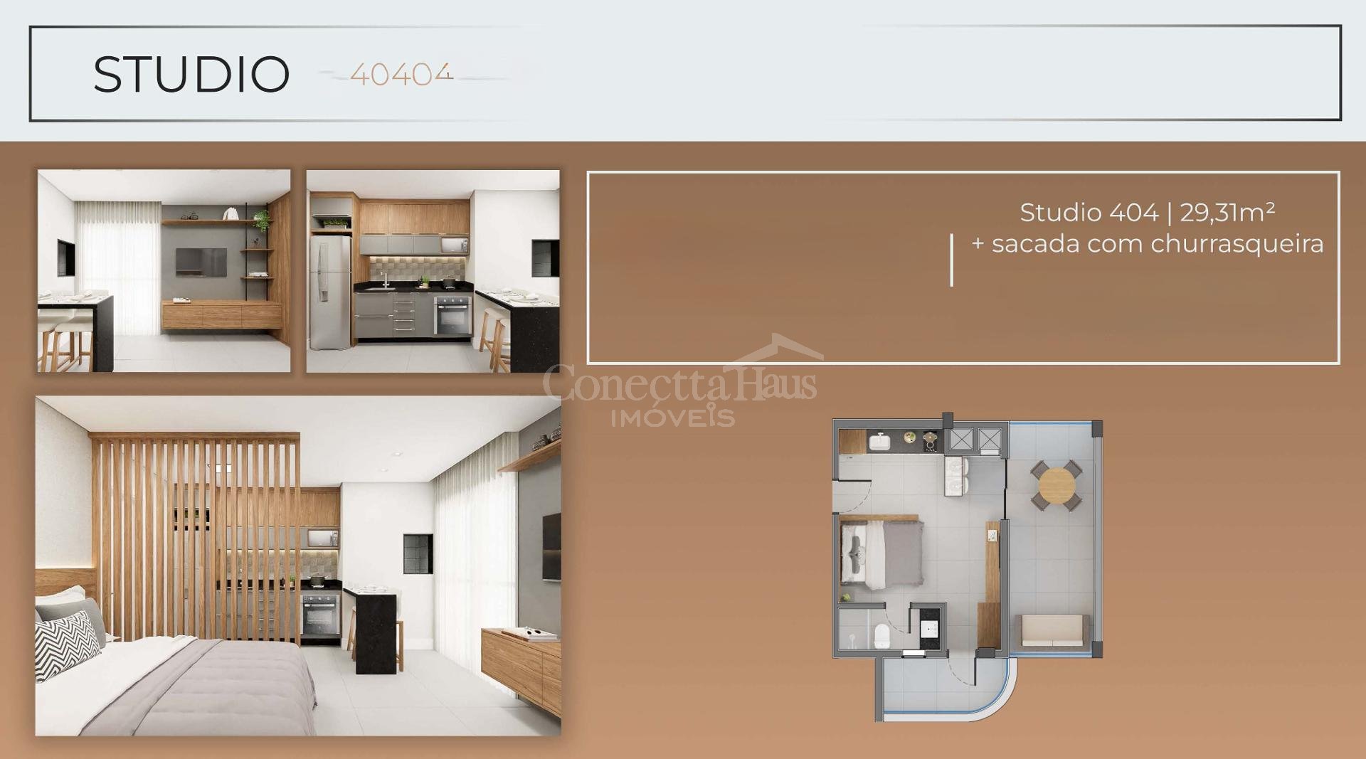 Studio com Sacada no SANTI Mercês com sacada por R  394.900,00...