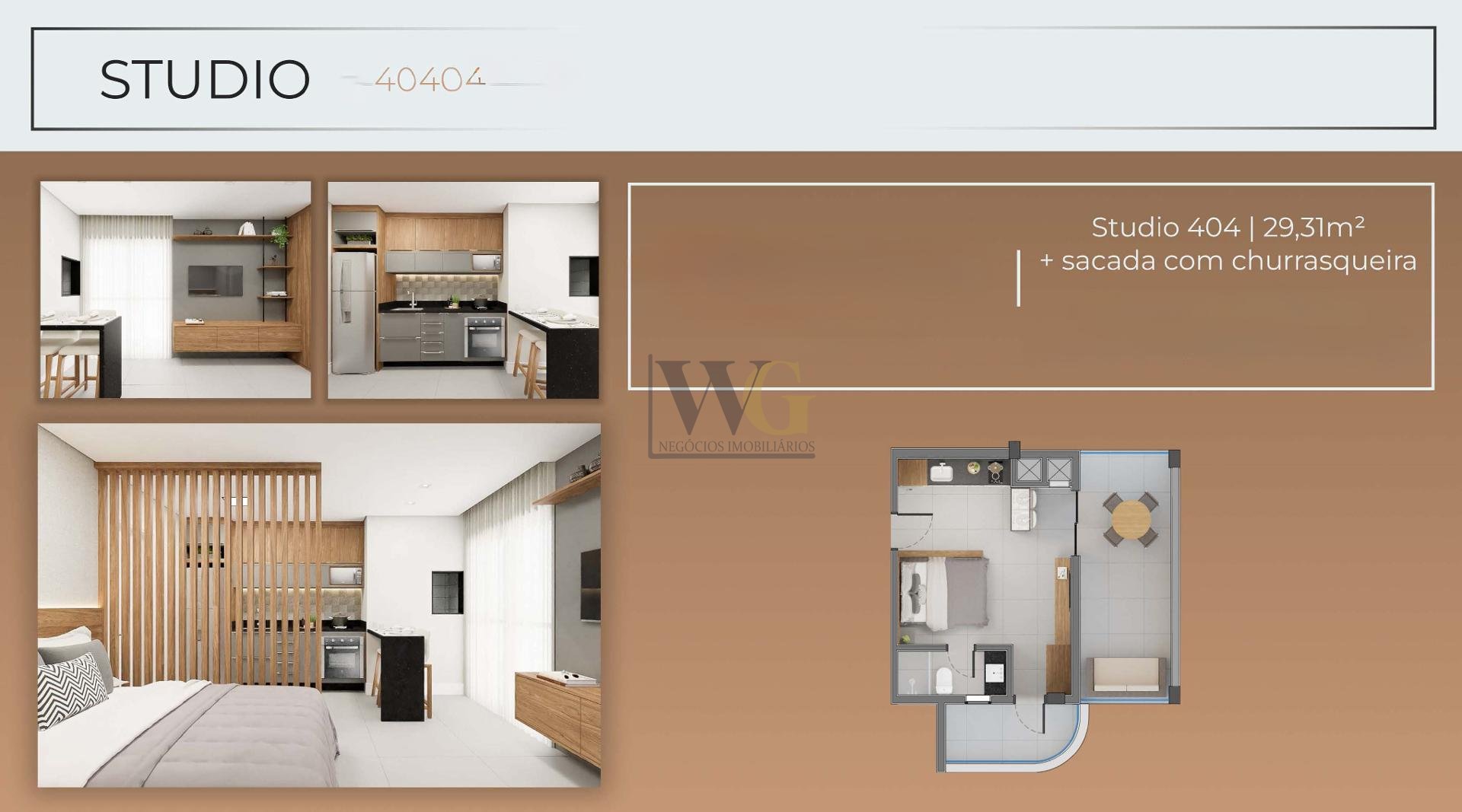 Studio com Sacada no SANTI Mercês com sacada por R  394.900,00...