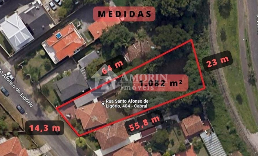 Terreno residencial com 1082m  à venda no Cabral - Curitiba
