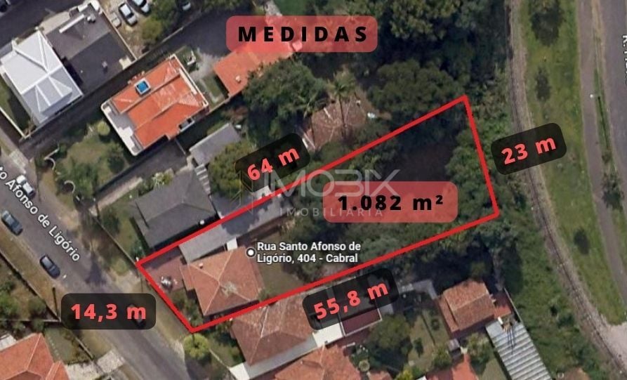 Terreno residencial com 1082m  à venda no Cabral - Curitiba