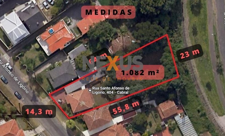 Terreno residencial com 1082m  à venda no Cabral - Curitiba