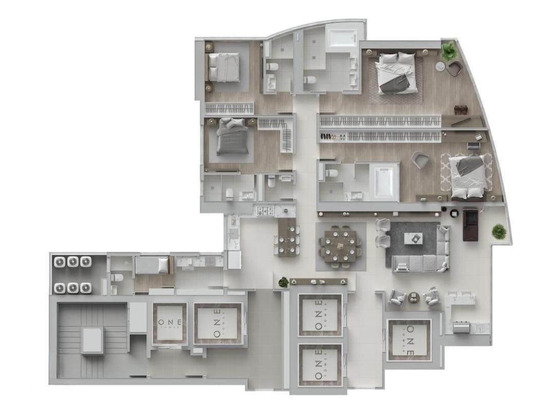 OPORTUNIDADE ONE TOWER ANDAR ALTO PLANTA MAIOR 4 VAGAS, BALNEA...