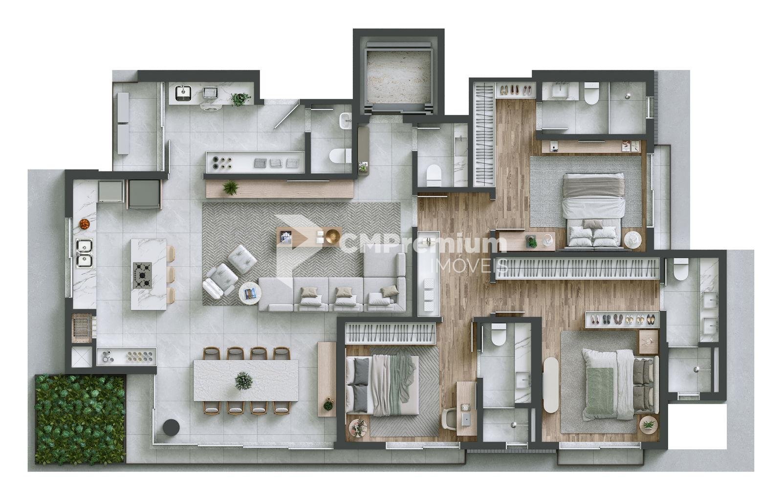 Apartamento à venda em frente ao MON. 166m  privativos, 3 suit...