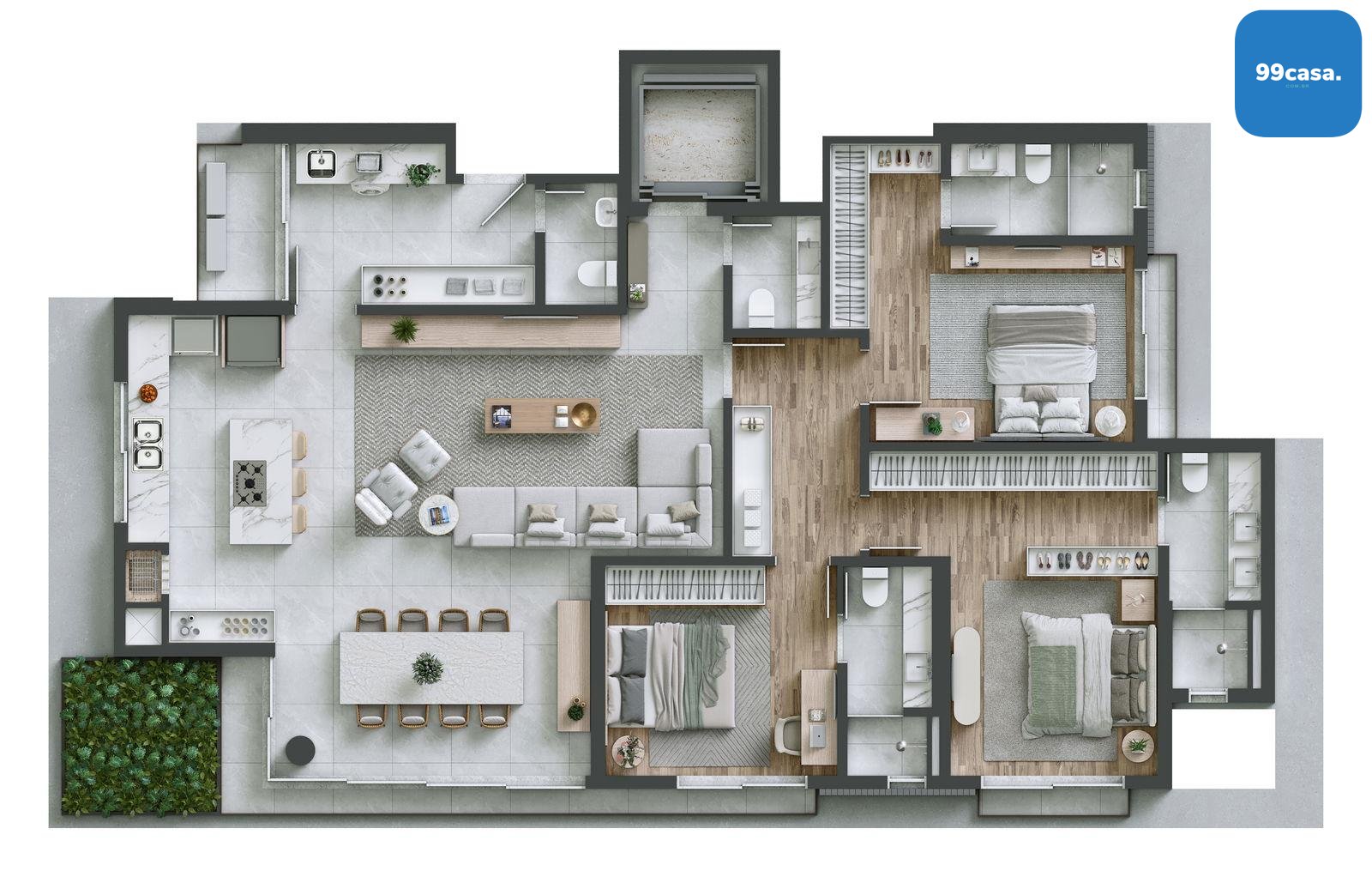 Apartamento à venda em frente ao MON. 166m  privativos, 3 suit...