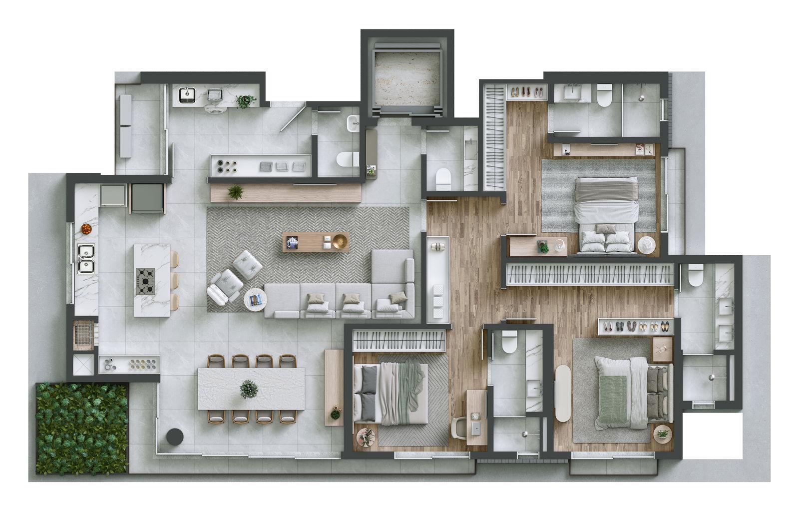 Apartamento à venda em frente ao MON. 166m  privativos, 3 suit...