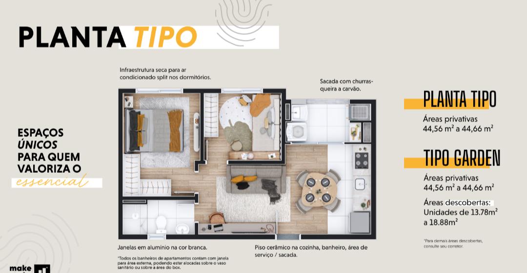 Apartamento Garden 2 Quartos no Jardim Amélia  Pinhais