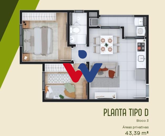 Apartamento Dois Quartos, No Bairro Vargem Grande Pinhais Paraná