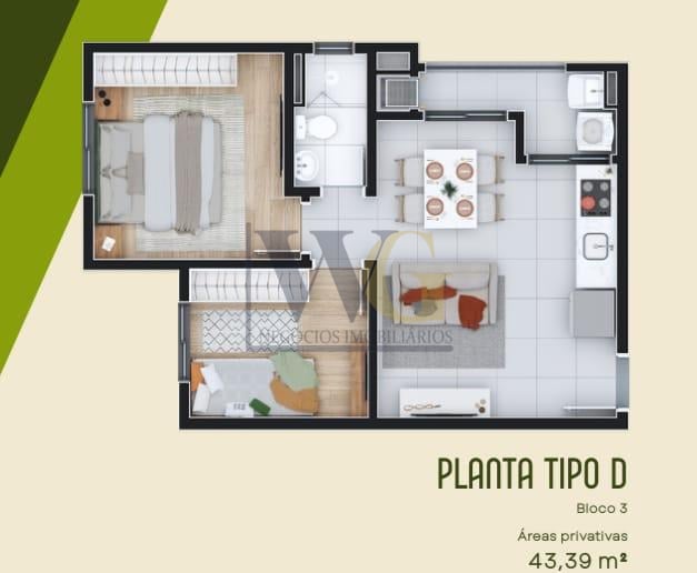 Apartamento Dois Quartos, No Bairro Vargem Grande Pinhais Paraná