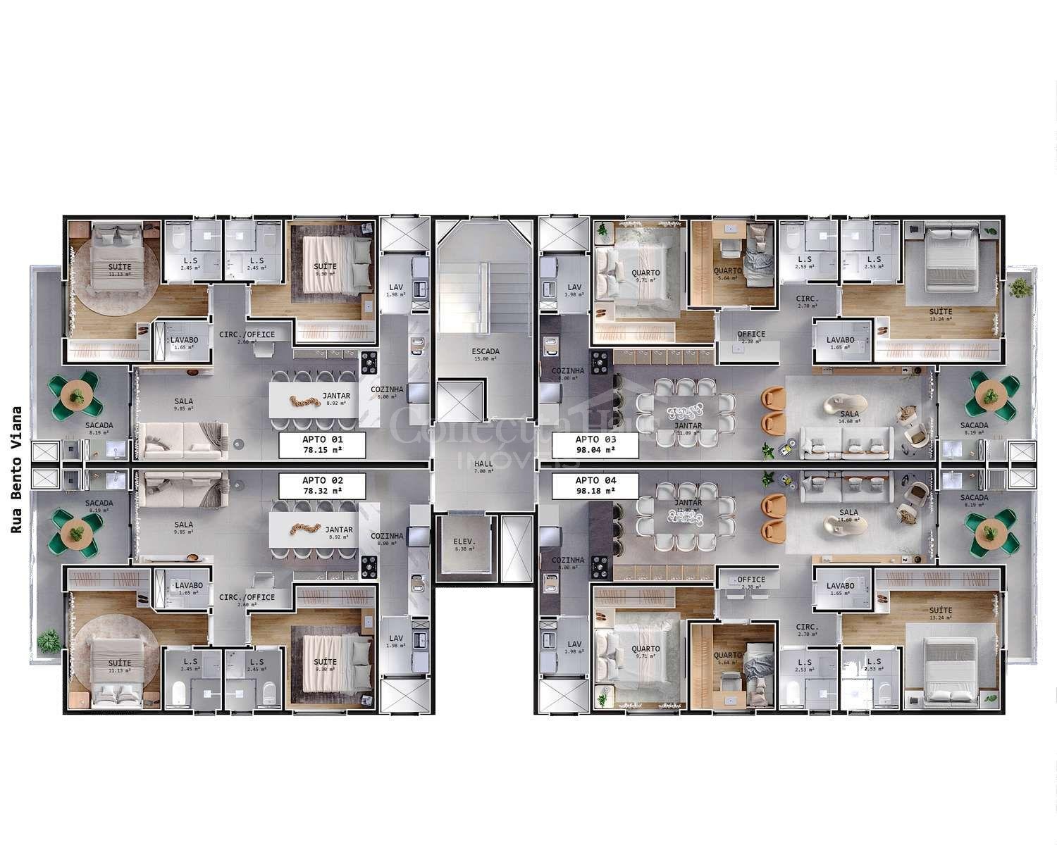 Apartamento com 4 dormitórios à venda, Agua Verde, CURITIBA - PR