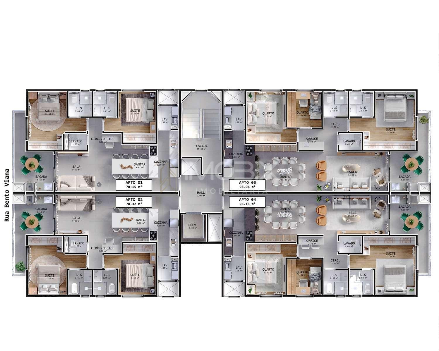 Apartamento com 4 dormitórios à venda, Agua Verde, CURITIBA - PR