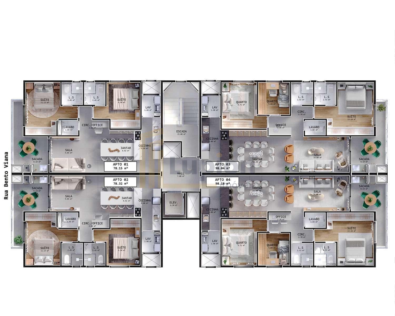 Apartamento com 4 dormitórios à venda, Agua Verde, CURITIBA - PR