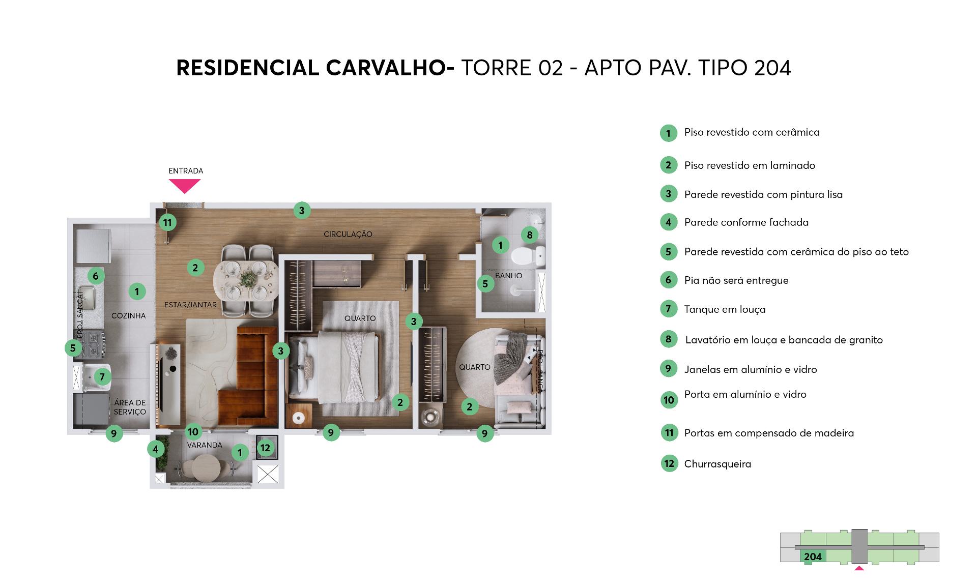 Apartamento 2 Quartos com Garden e Sacada no Pinheirinho