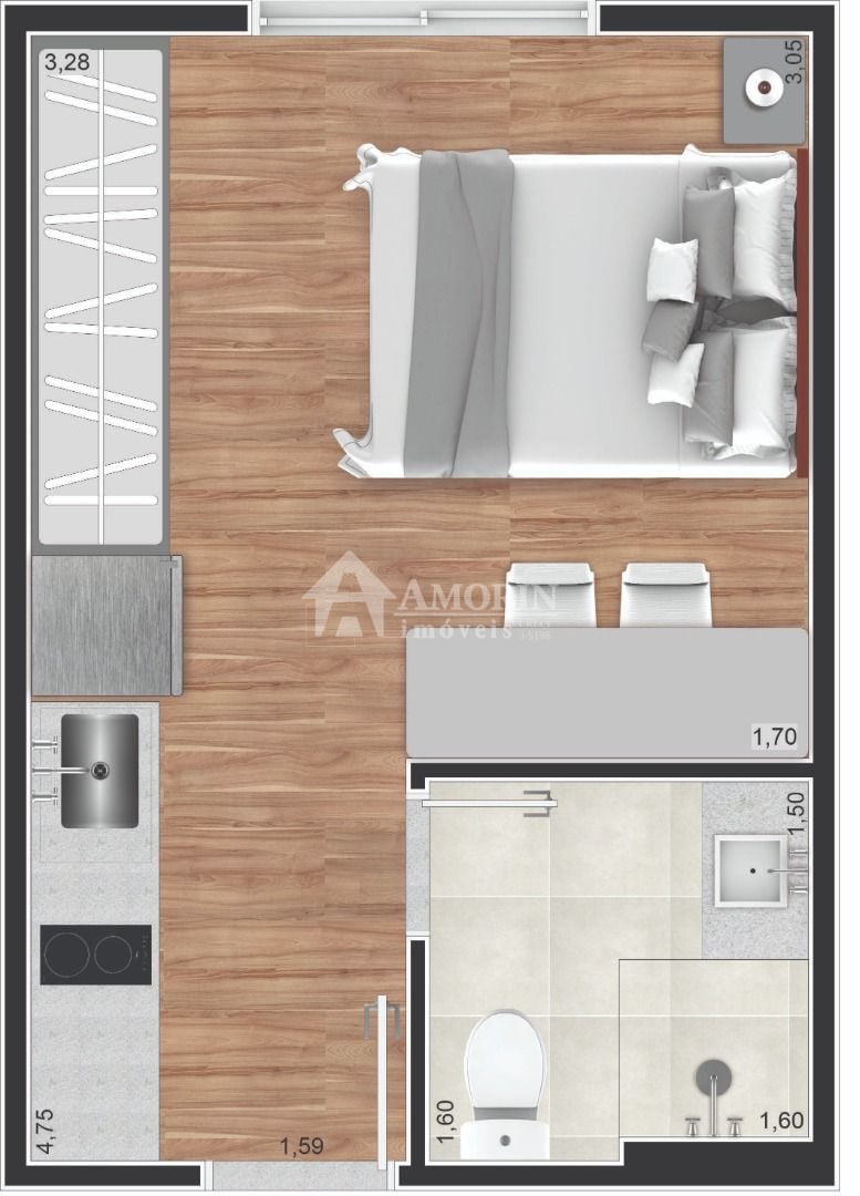 Studio com 1 dormitório à venda, 16 m  por R  247.112,40 - Por...