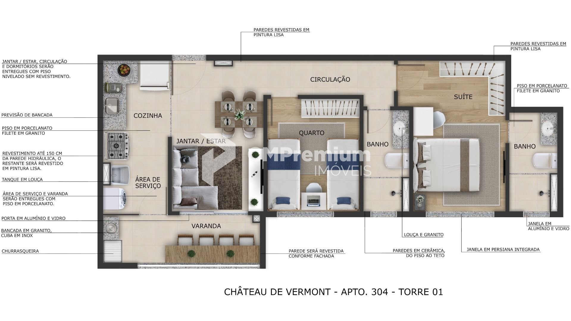 Apartamento Garden com 2 dormitórios à venda, 92 m  por R  424...