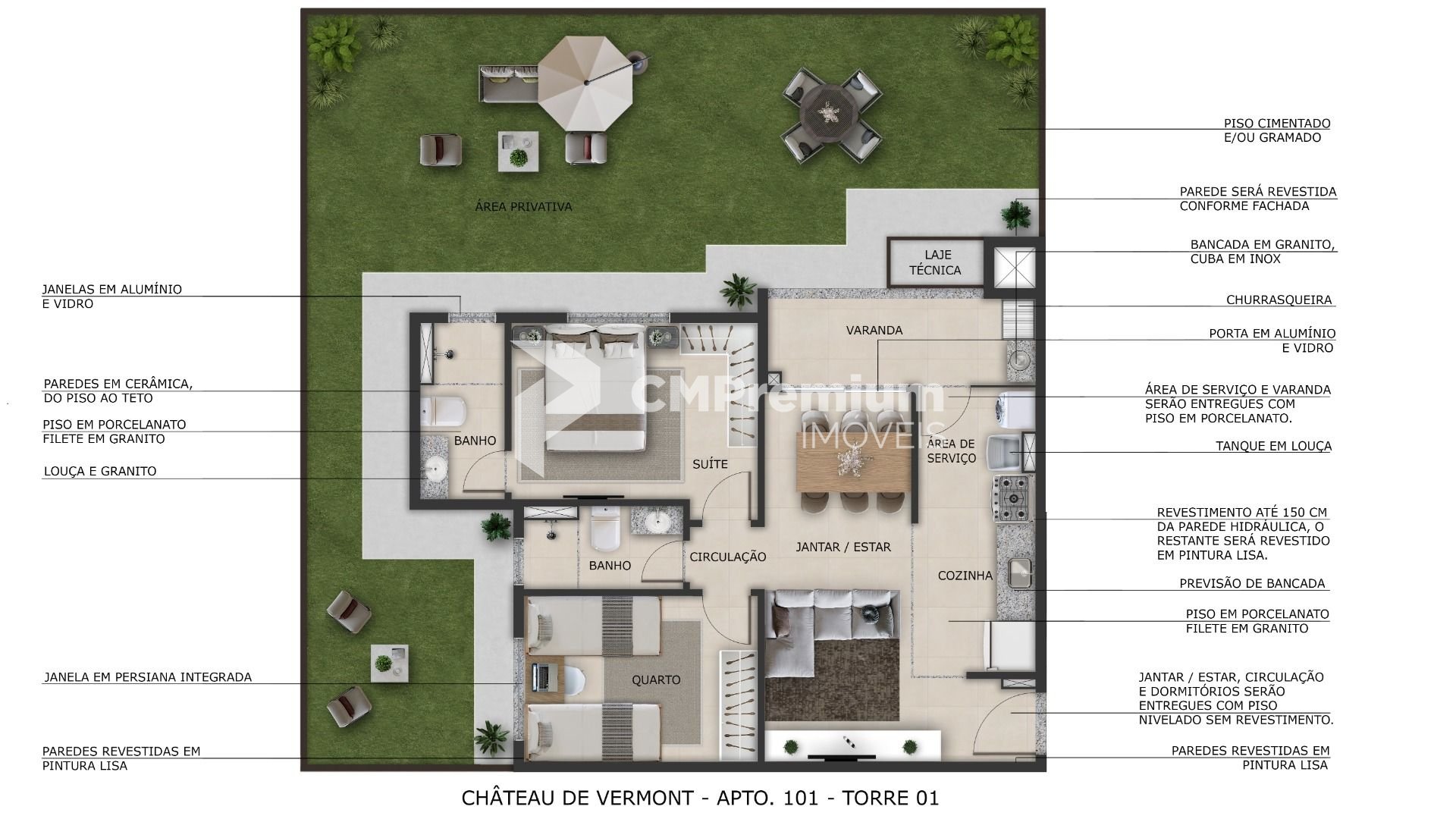 Apartamento Garden com 2 dormitórios à venda, 92 m  por R  424...