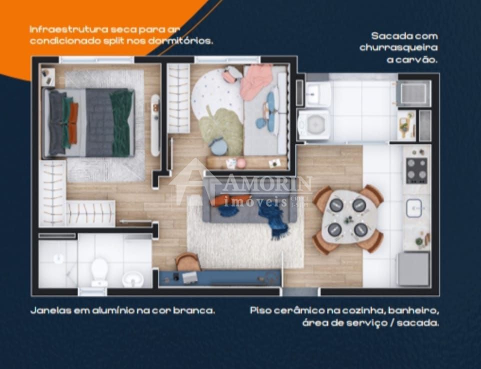 Apartamento com 2 dormitórios à venda, 60 m  por R  260.000,00...