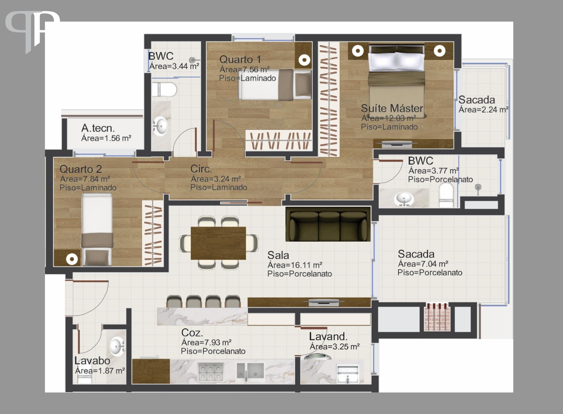 Apartamento luxuoso, localizado no bairro Cristo Rei, previsão...