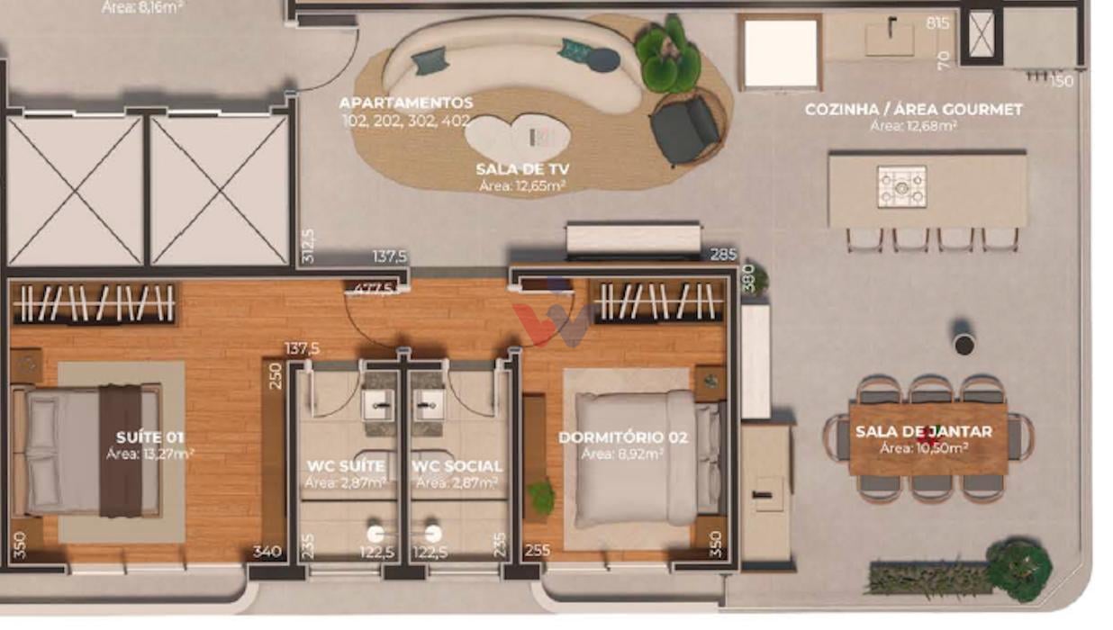 Apartamento com 2 quartos, sendo 1 suíte, localizado no centro...